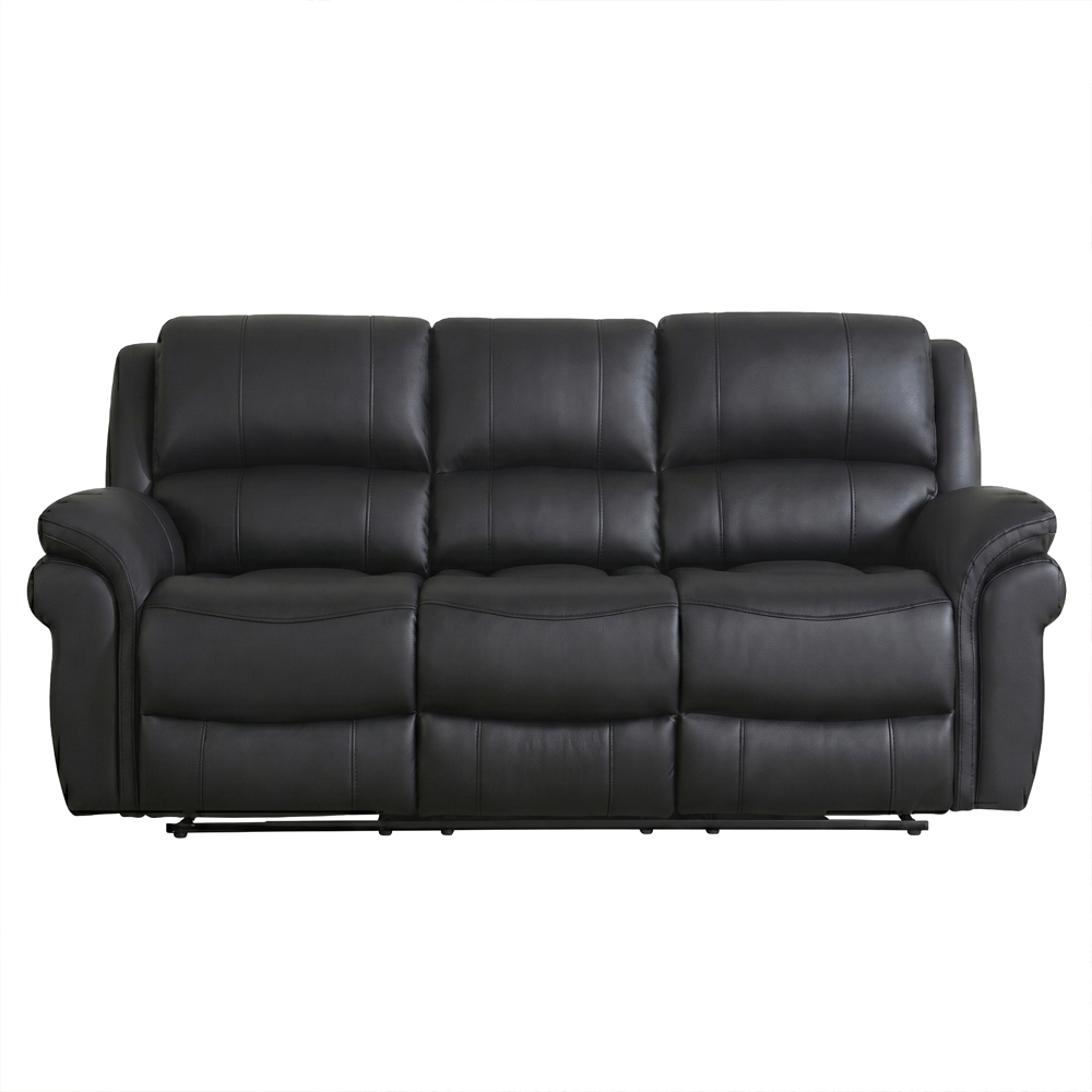 Claton Fabric Manual Recliner Sofa Suite in Black