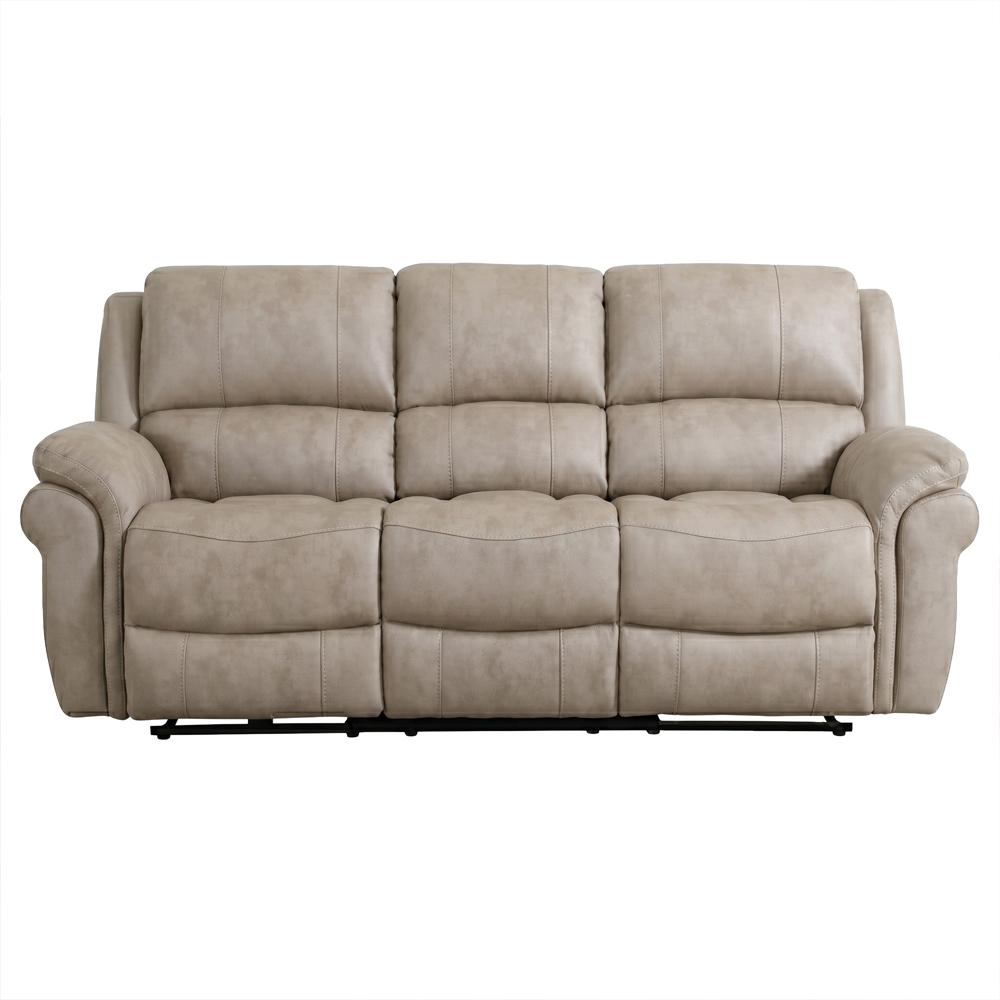 Claton Fabric Manual Recliner 3 Seater Sofa in Stone