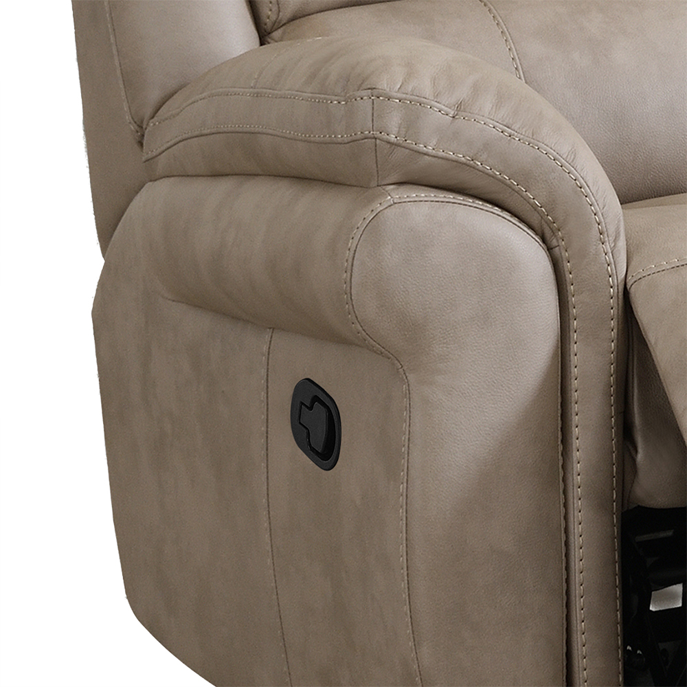 Claton Fabric Manual Recliner 3 Seater Sofa in Stone