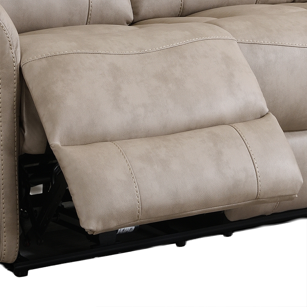 Claton Fabric Manual Recliner 3 Seater Sofa in Stone