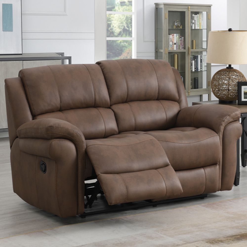 Claton Fabric Manual Recliner Sofa Suite - Ultra Tan Suede