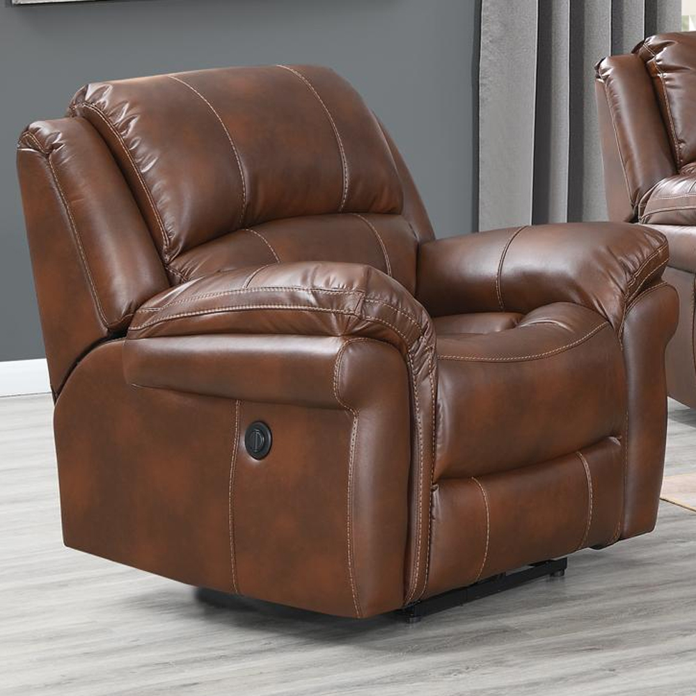 Claton Faux Leather Electric Recliner 3+1+1 Seater Sofa Set - Tan