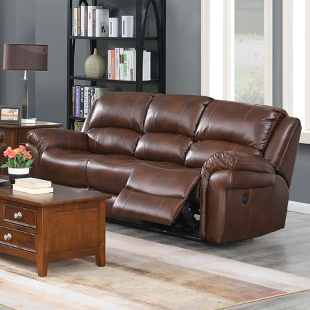 Claton Faux Leather Electric Recliner 3+1+1 Seater Sofa Set - Tan
