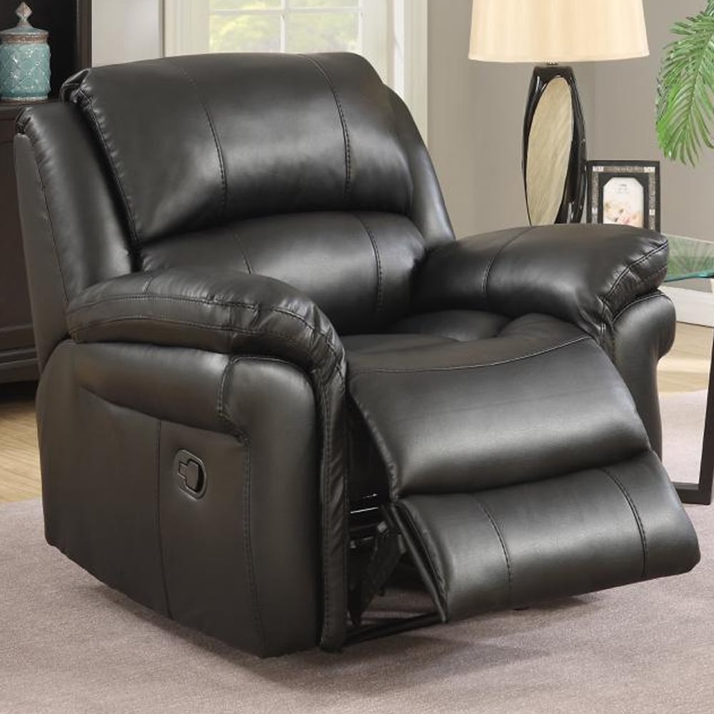 Claton Leather Recliner 1 Seater Sofa In Black