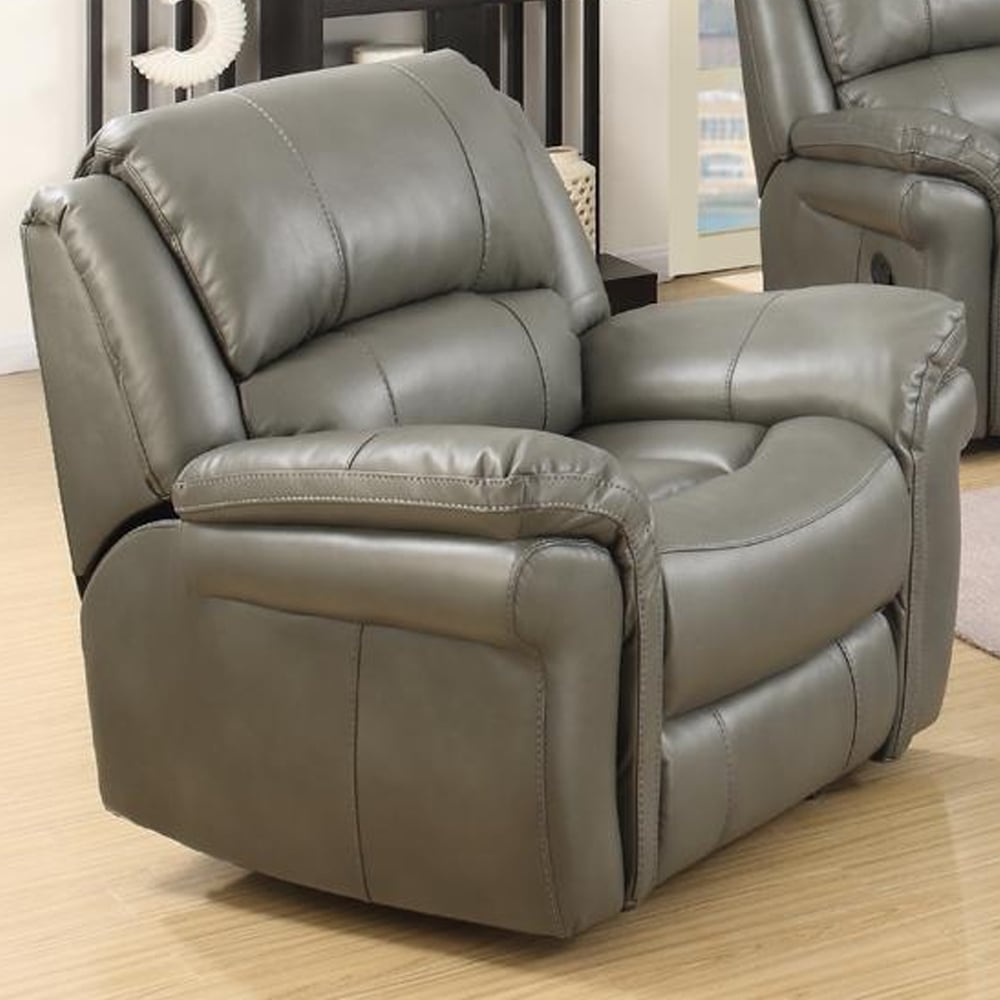 Claton Leather Recliner 1 Seater Sofa In Grey