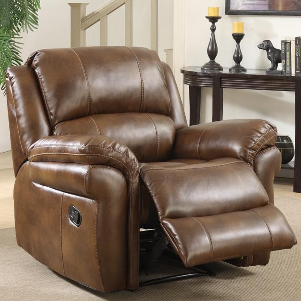 Claton Leather Recliner 1 Seater Sofa In Tan