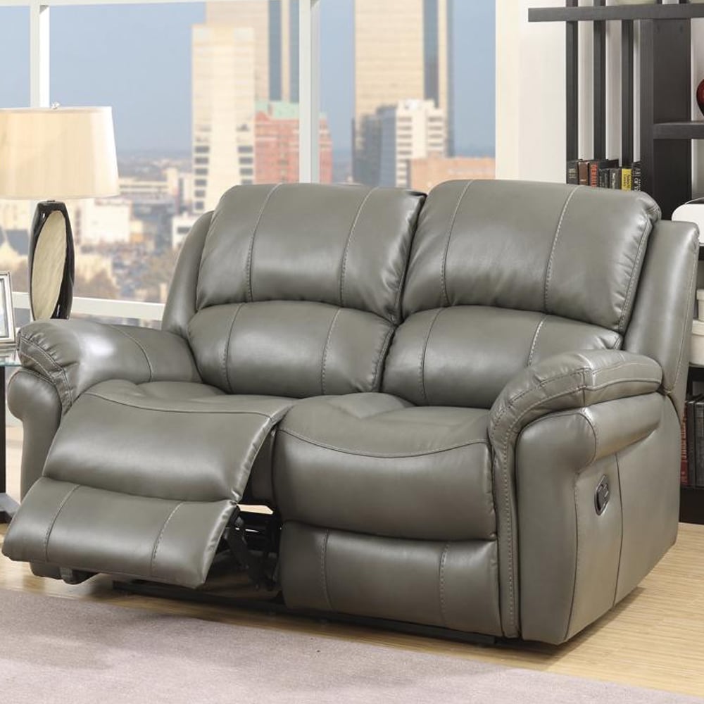 Claton Leather Recliner 2 Seater Sofa In Grey