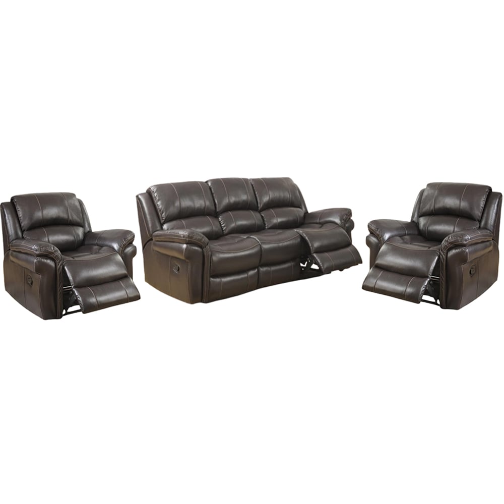 Claton Leather Recliner 3+1+1 Seater Sofa Set In Brown