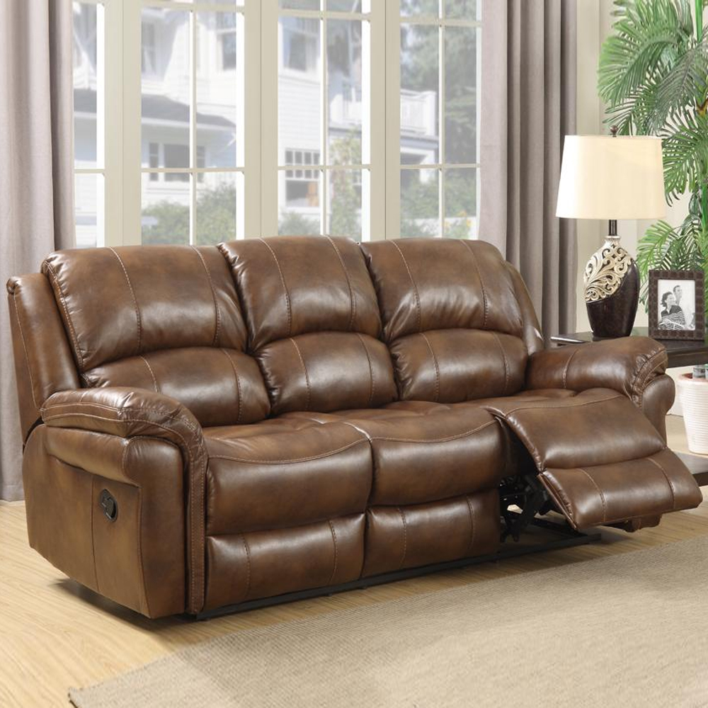 Claton Faux Leather Recliner 3+2 Seater Sofa Set In Tan