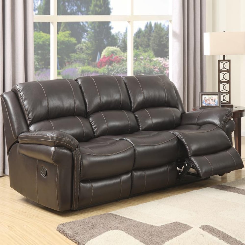 Claton Leather Recliner 3 Seater Sofa In Brown