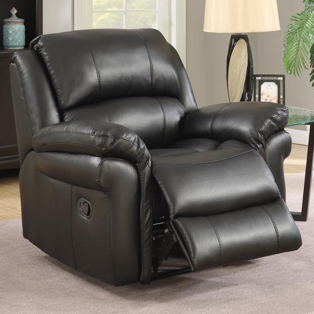 Claton Faux Leather Recliner Sofa Suite In Black