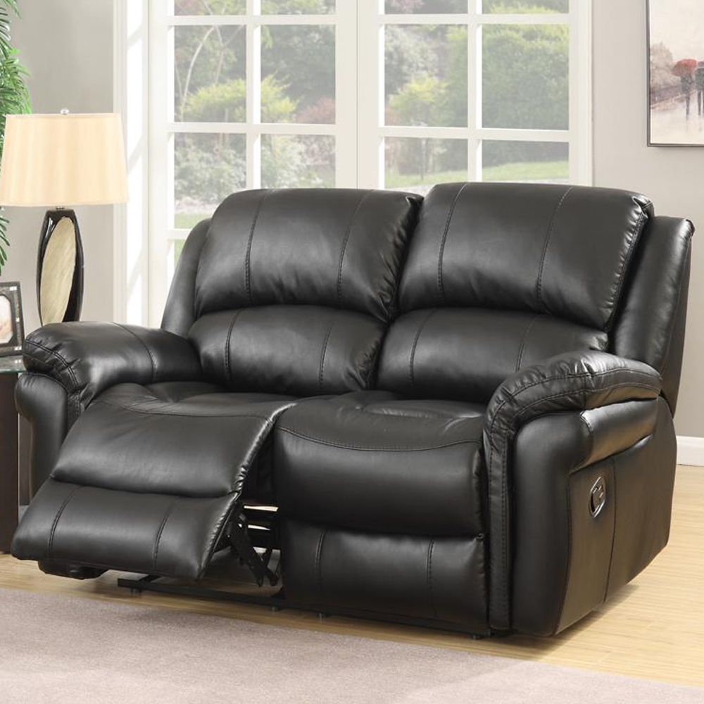 Claton Faux Leather Recliner Sofa Suite In Black
