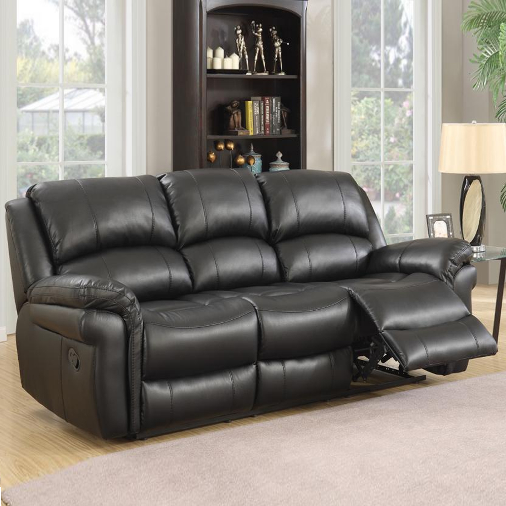 Claton Faux Leather Recliner Sofa Suite In Black