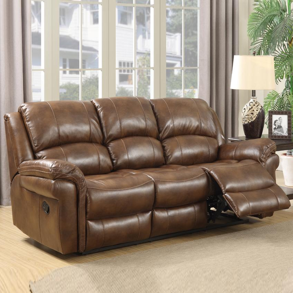 Claton Faux Leather Recliner Sofa Suite In Tan