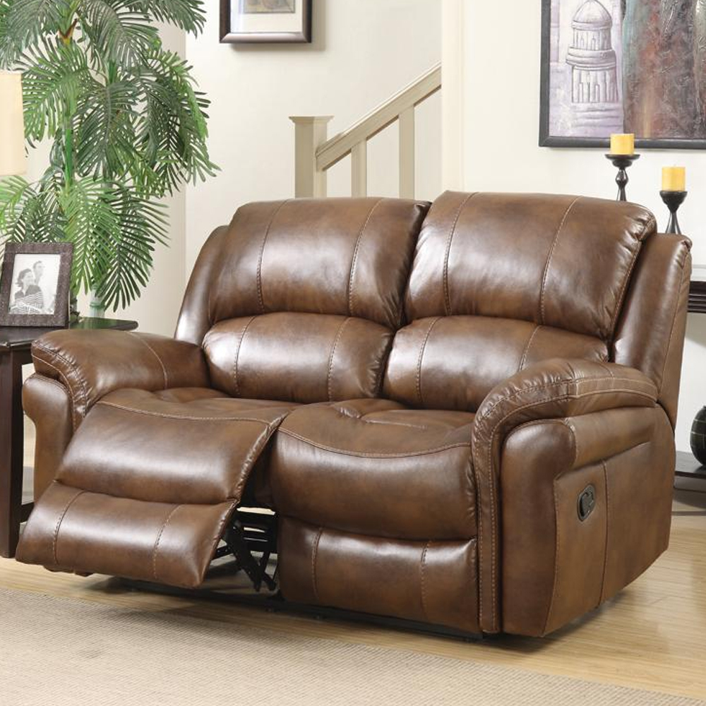 Claton Faux Leather Recliner Sofa Suite In Tan