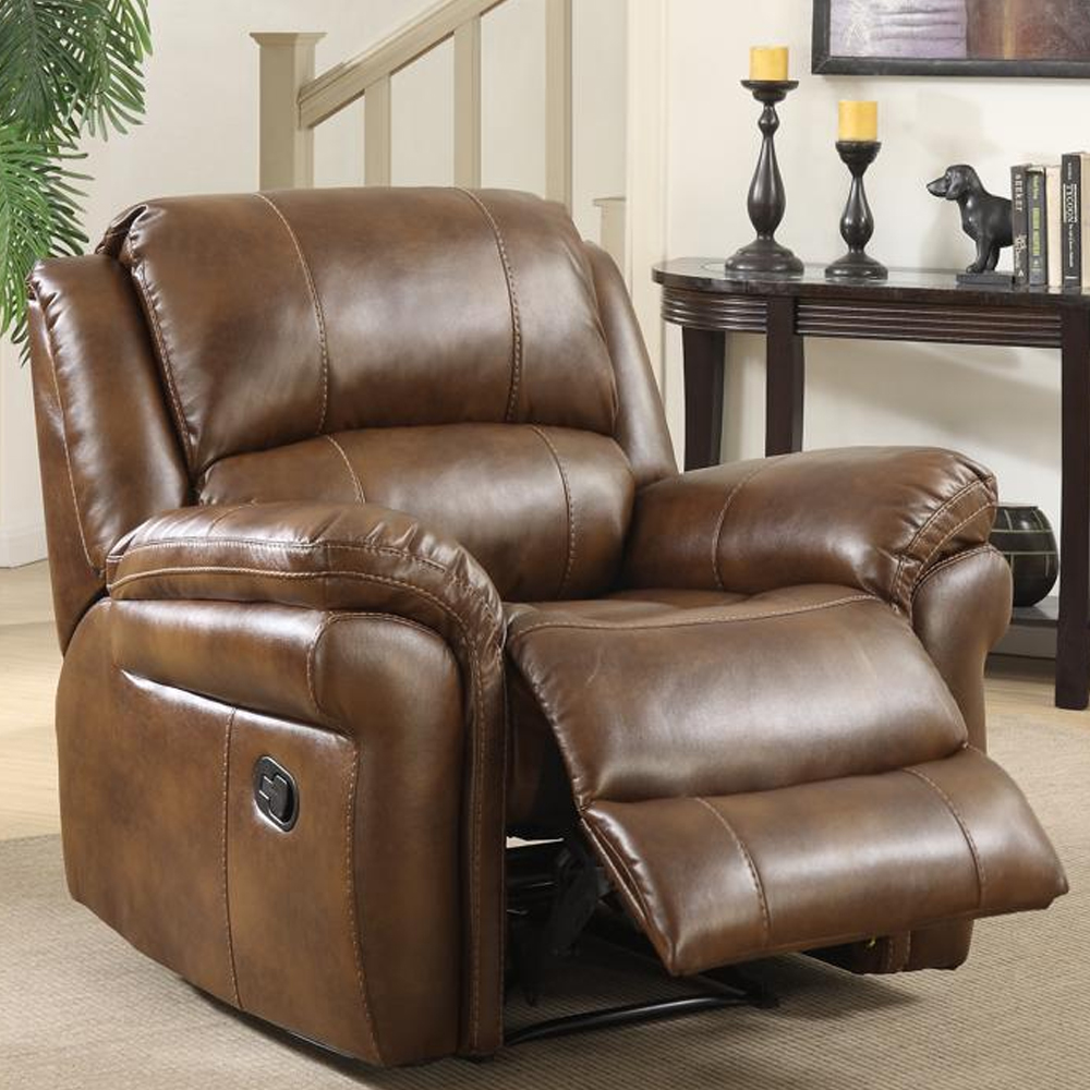 Claton Faux Leather Recliner Sofa Suite In Tan