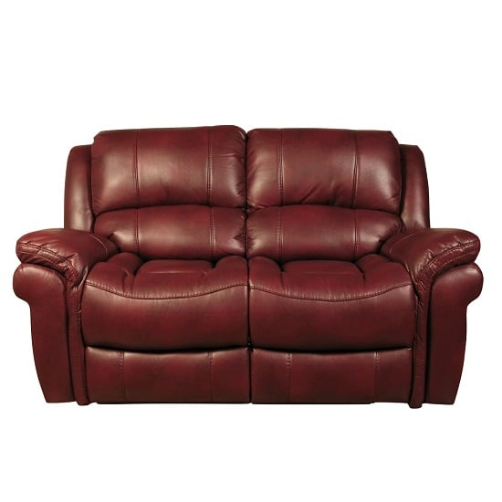 Product photograph of Claton Recliner 2 Seater Sofa In Burgundy Faux Leather from Furniture in Fashion