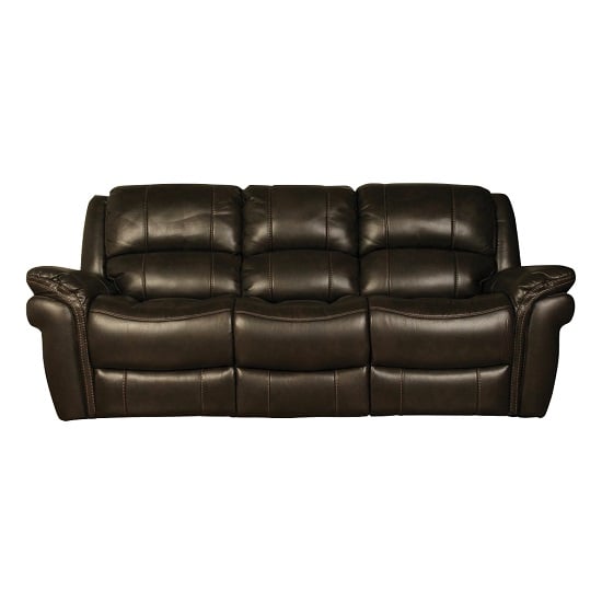 Claton Recliner 3 Seater Sofa In Brown Faux Leather_2