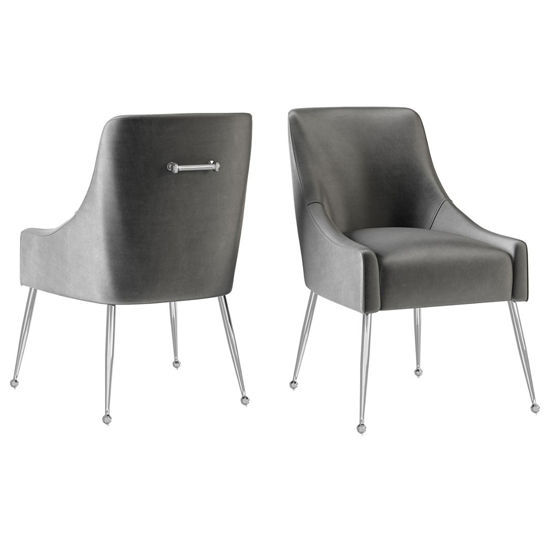 Read more about Calne dark grey velvet fabric dining chairs in pair