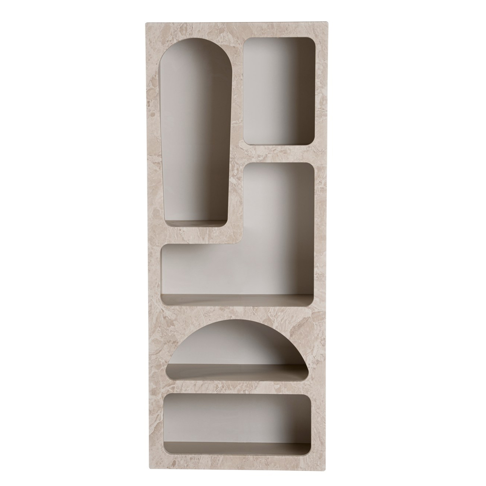 Clavero Wooden Display Unit with 5 Shelves in Travertine Marble Sandstone