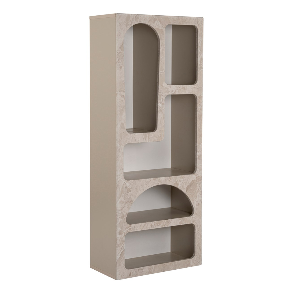 Clavero Wooden Display Unit with 5 Shelves in Travertine Marble Sandstone