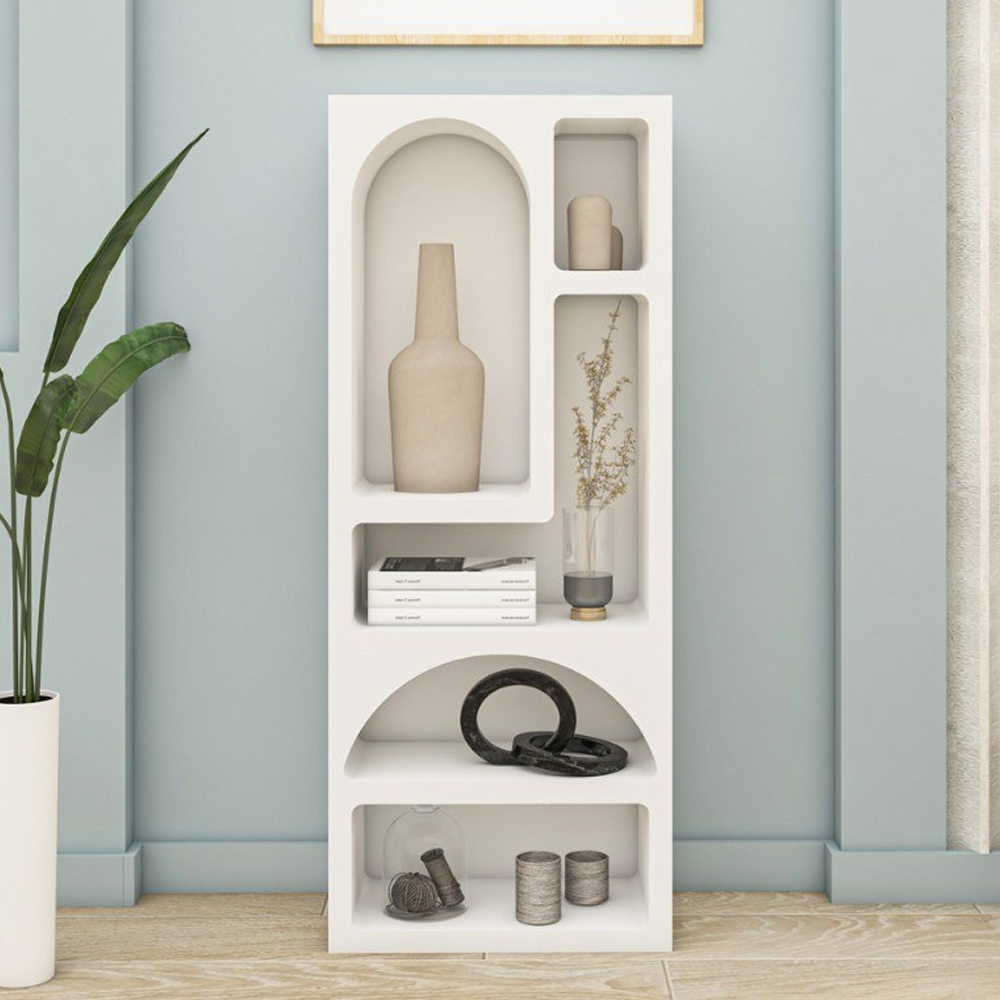 Clavero Wooden Display Unit with 5 Shelves in White