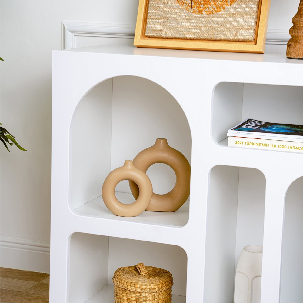 Clavero Wooden Console Table with 5 Shelves in White