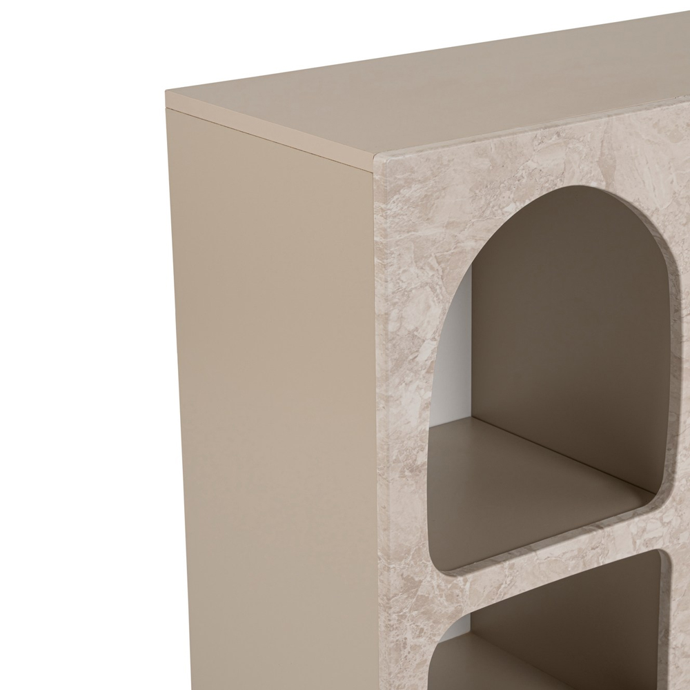 Clavero Wooden Display Unit with 6 Shelves in Travertine Marble Sandstone