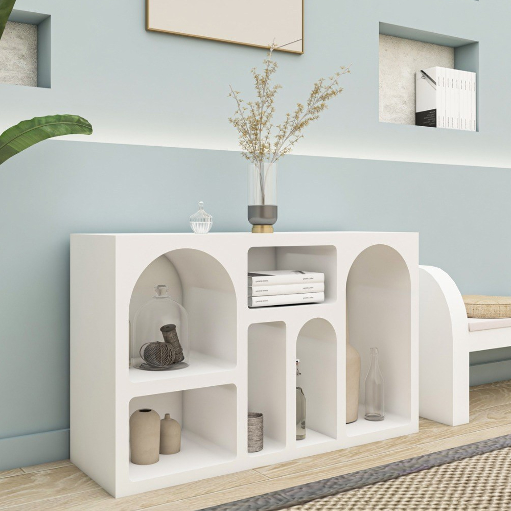 Clavero Wooden Display Unit with 6 Shelves in White