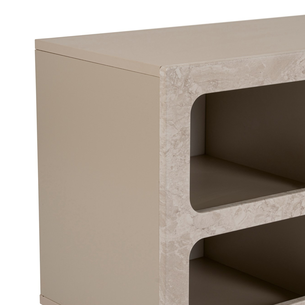 Clavero Wooden Display Unit with 7 Shelves in Travertine Marble Sandstone