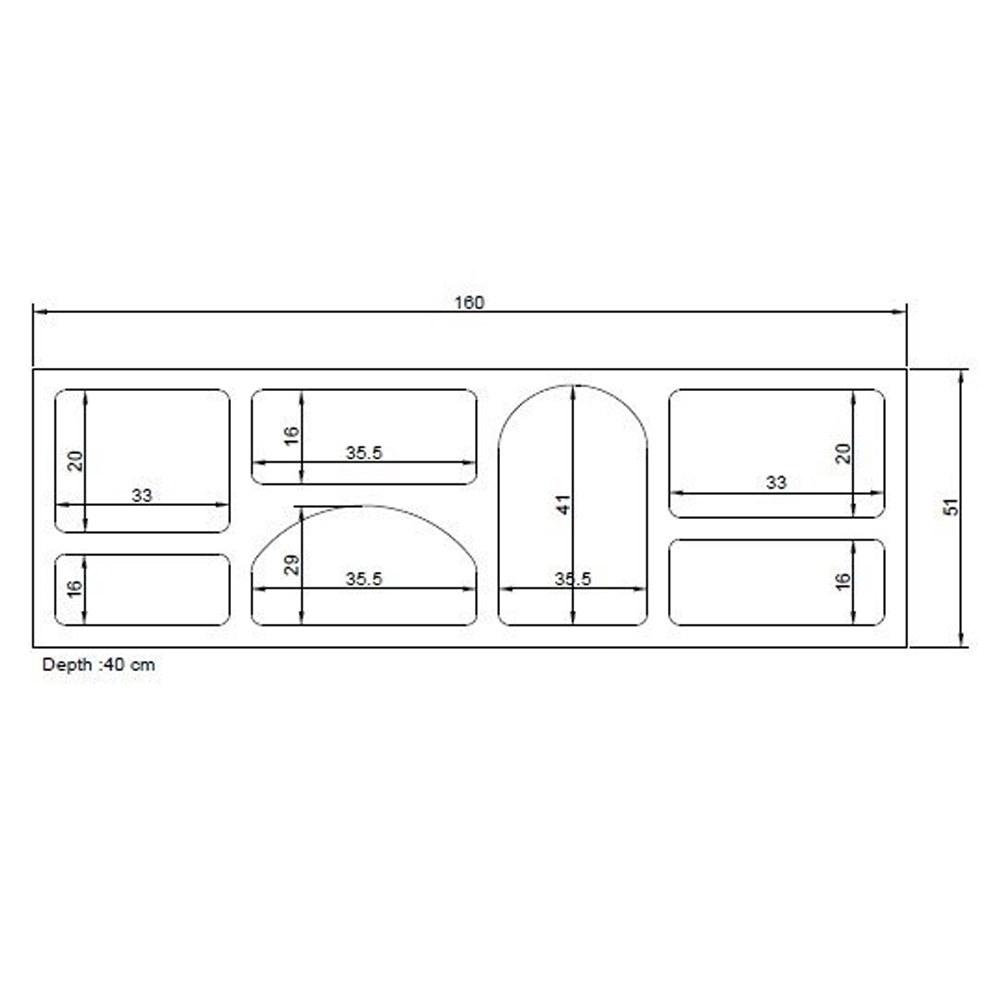 Clavero Wooden Display Unit with 7 Shelves in Travertine Marble Sandstone