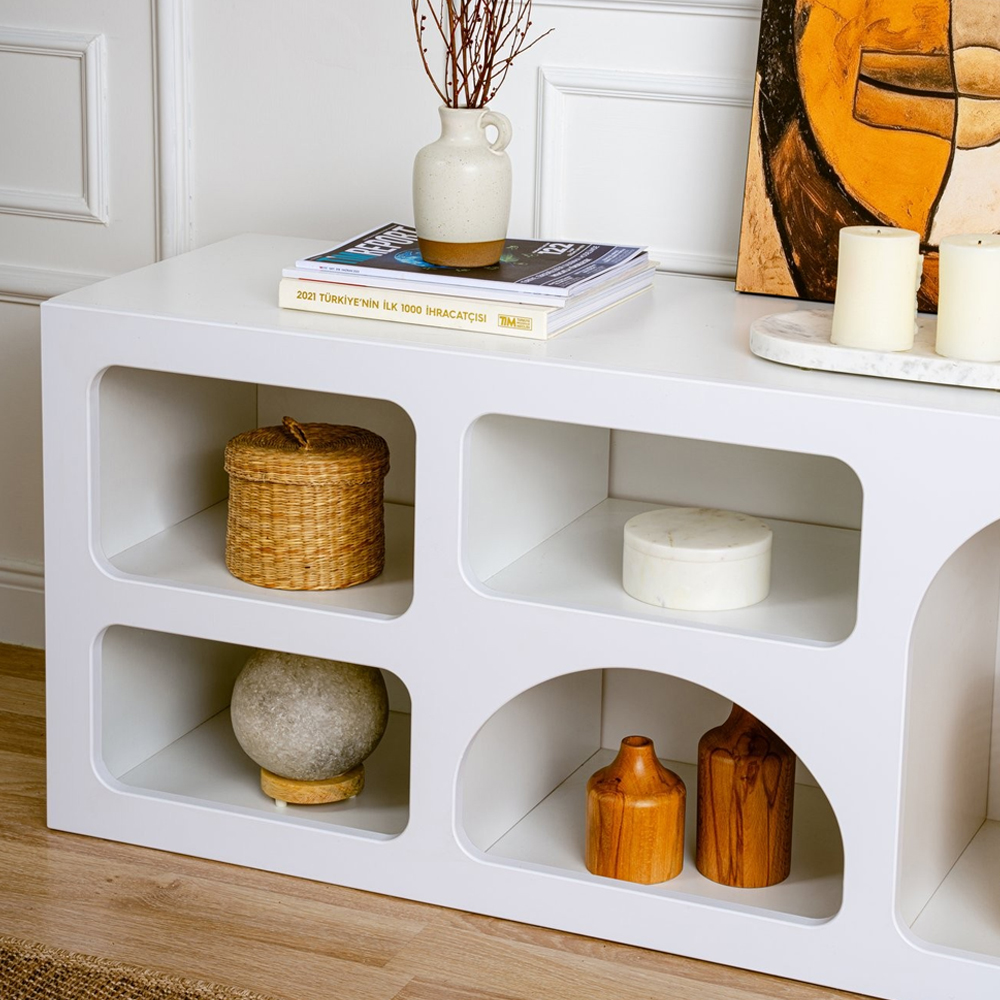 Clavero Wooden Display Unit with 7 Shelves in White