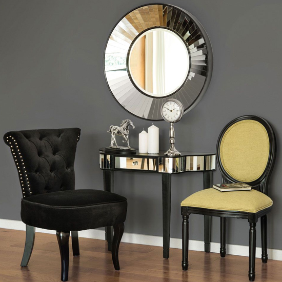 Clavona Mirrored Glass Console Table In Clear And Black_3