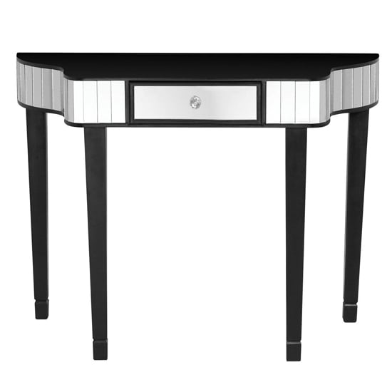 Clavona Mirrored Glass Console Table In Clear And Black_2