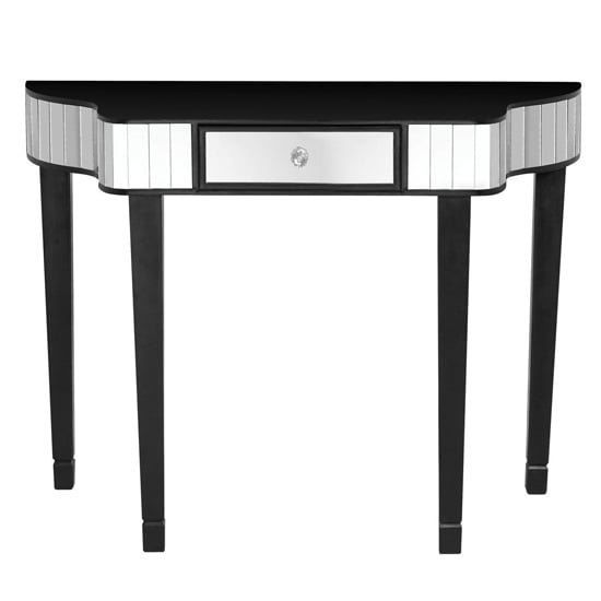 Clavona Mirrored Glass Console Table In Clear And Black