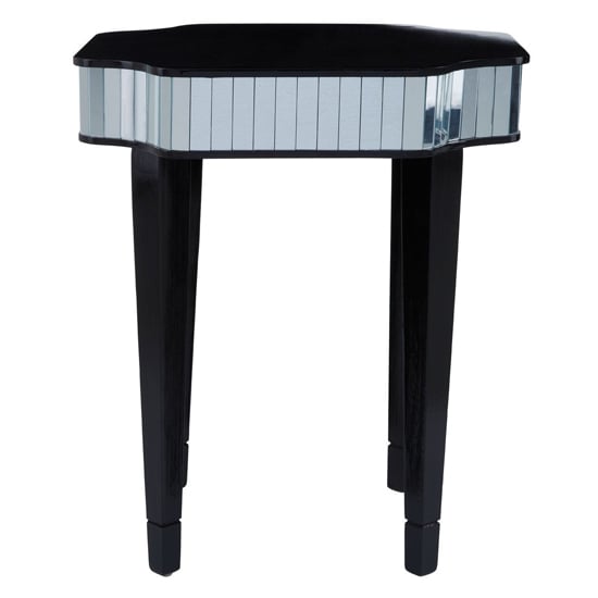 Photo of Clavona mirrored glass side table in clear and black