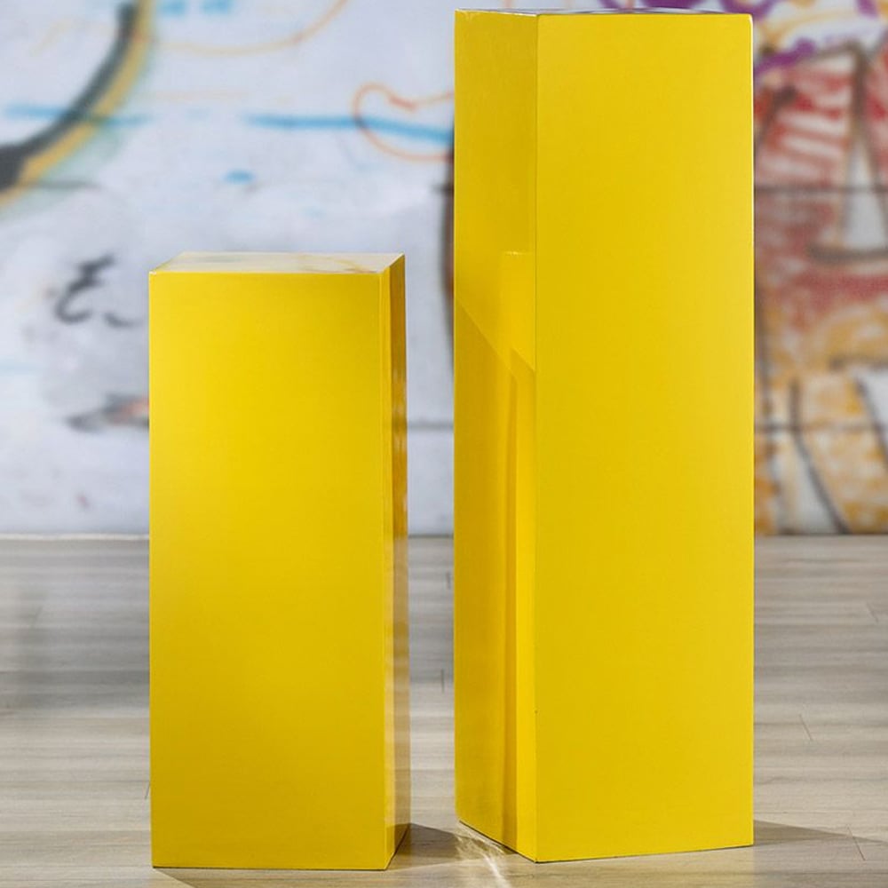 Clayton Fiberglass Set Of 2 Decorative Pillar In Yellow