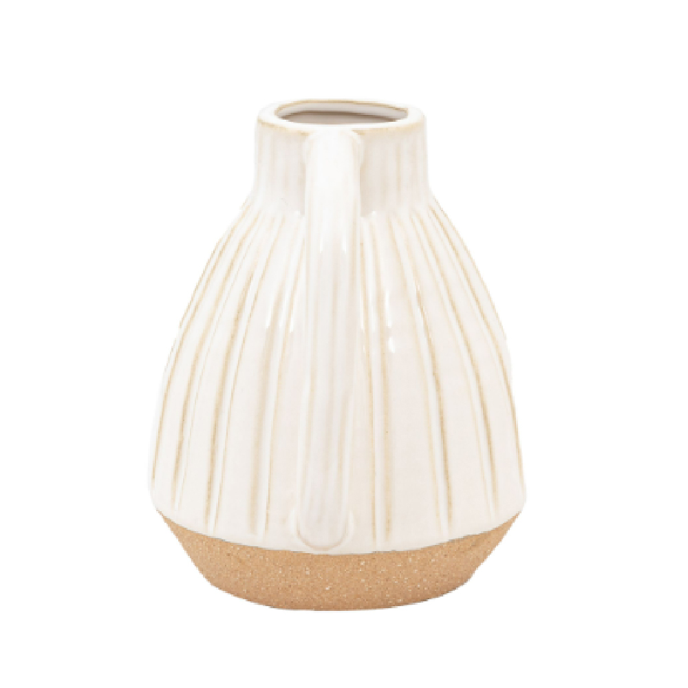 Clayton Large Ceramic Handled Vase In White