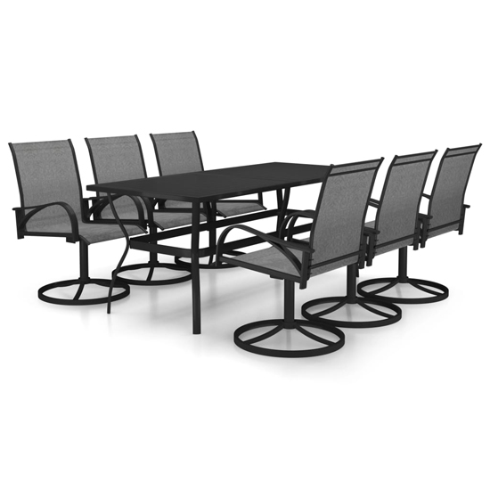Clayton Large Steel 7 Piece Garden Dining Set In Anthracite