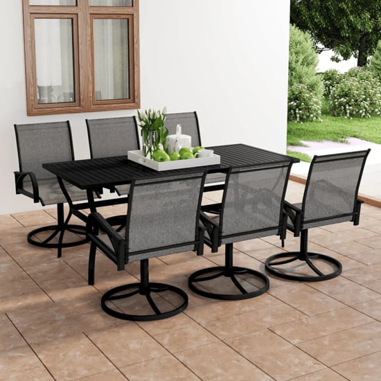 Read more about Clayton large steel 7 piece garden dining set in anthracite