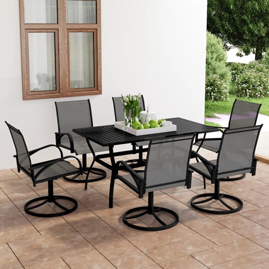 Read more about Clayton medium steel 7 piece garden dining set in anthracite