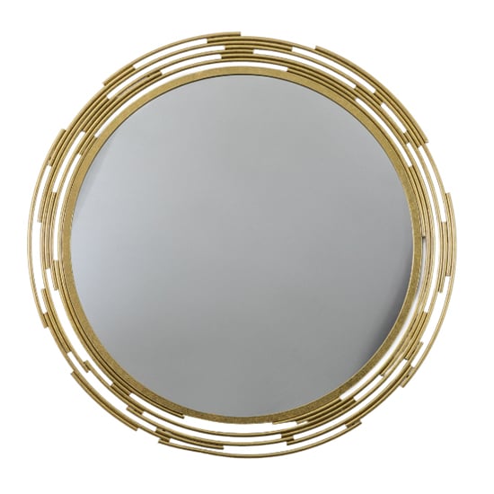 Photo of Clayton round portrait wall mirror in gold iron frame