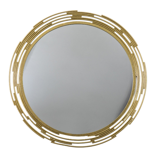 Read more about Clayton round portrait wall mirror in gold iron frame