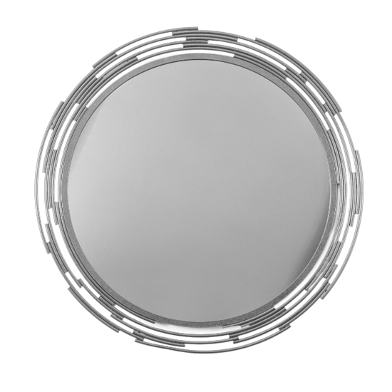 Read more about Clayton round portrait wall mirror in silver iron frame