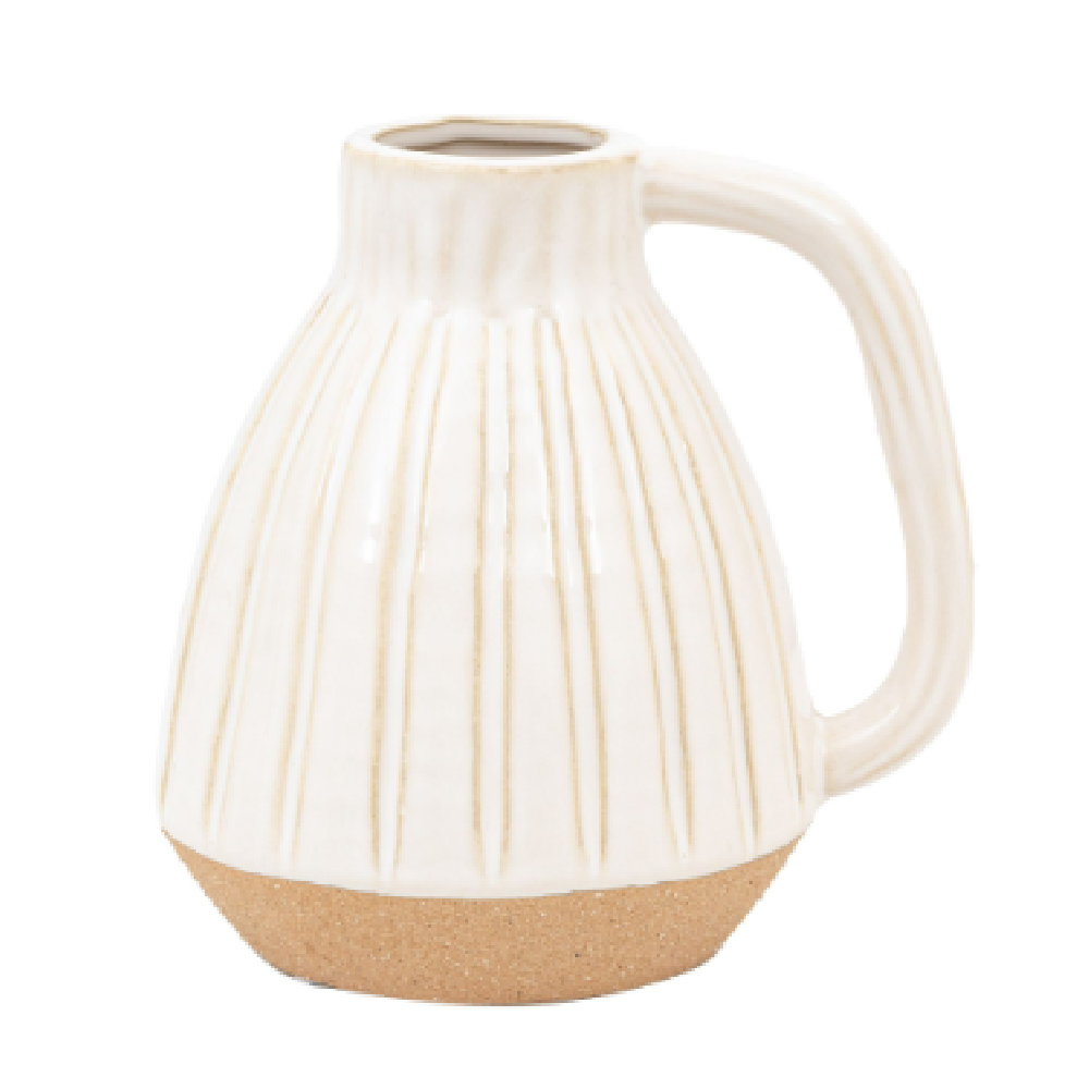 Clayton Small Ceramic Handled Vase In White
