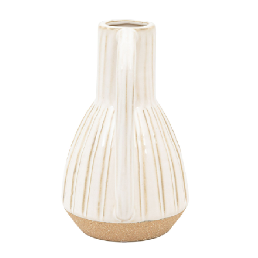 Clayton Small Ceramic Handled Vase In White