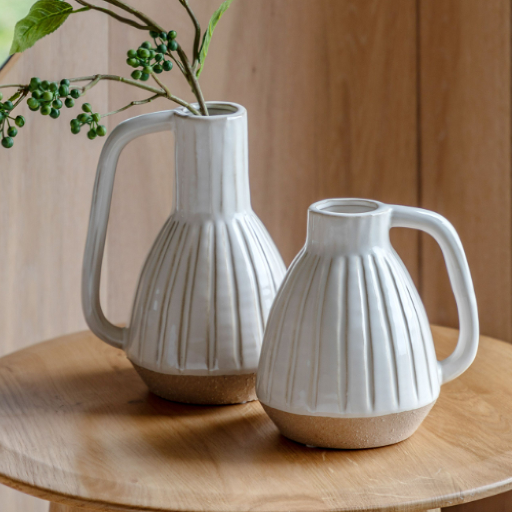 Clayton Small Ceramic Handled Vase In White