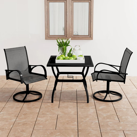Read more about Clayton small steel 3 piece garden dining set in anthracite