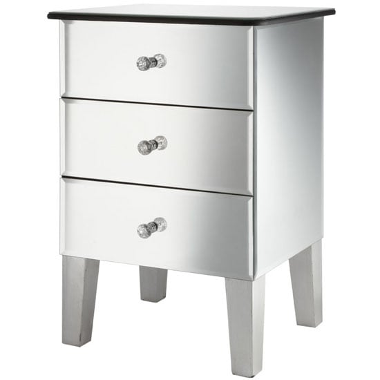 Photo of Solitaire mirrored bedside cabinet with 3 drawers