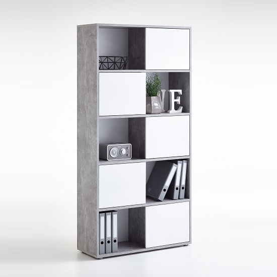 Cleator Tall Display Stand In White High Gloss Light Atelier